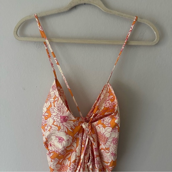 J.Crew Tie-front cotton poplin midi dress in orange floral Summer Small NWT - Picture 8 of 10